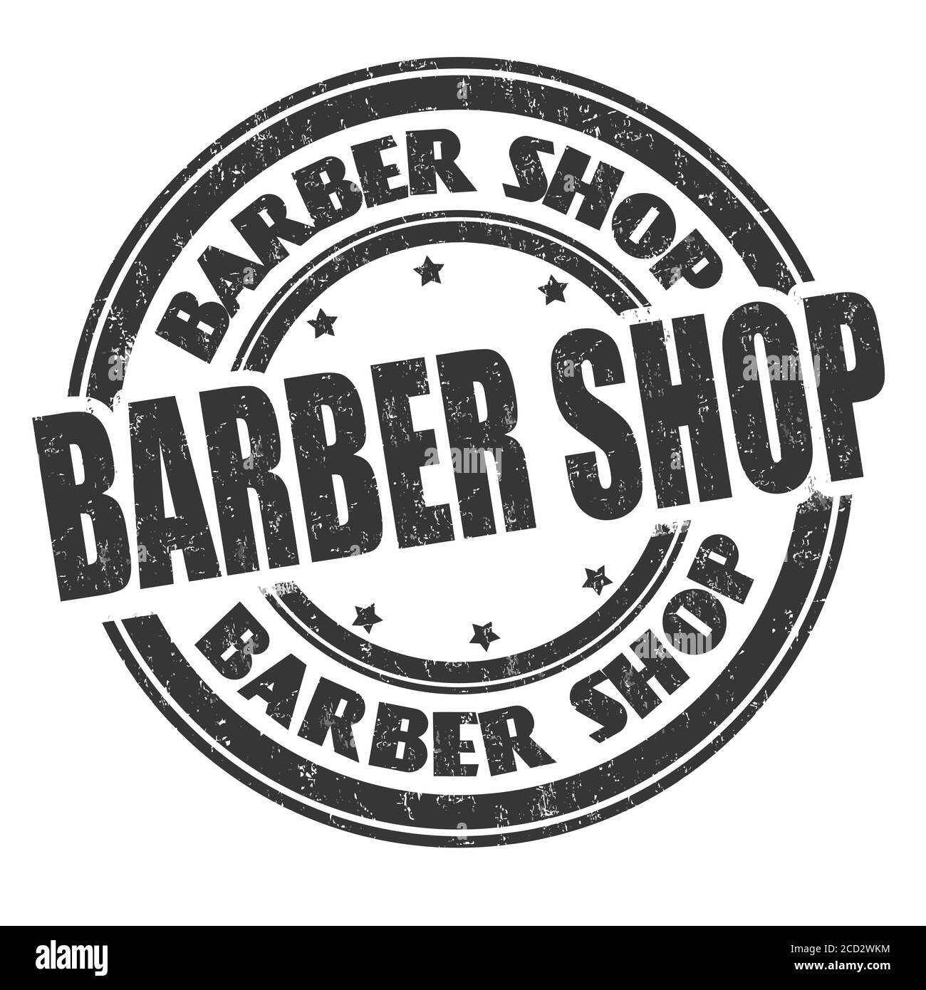 Friseurladen Schild oder Stempel auf weißem Hintergrund, Vektor-Illustration Stock Vektor