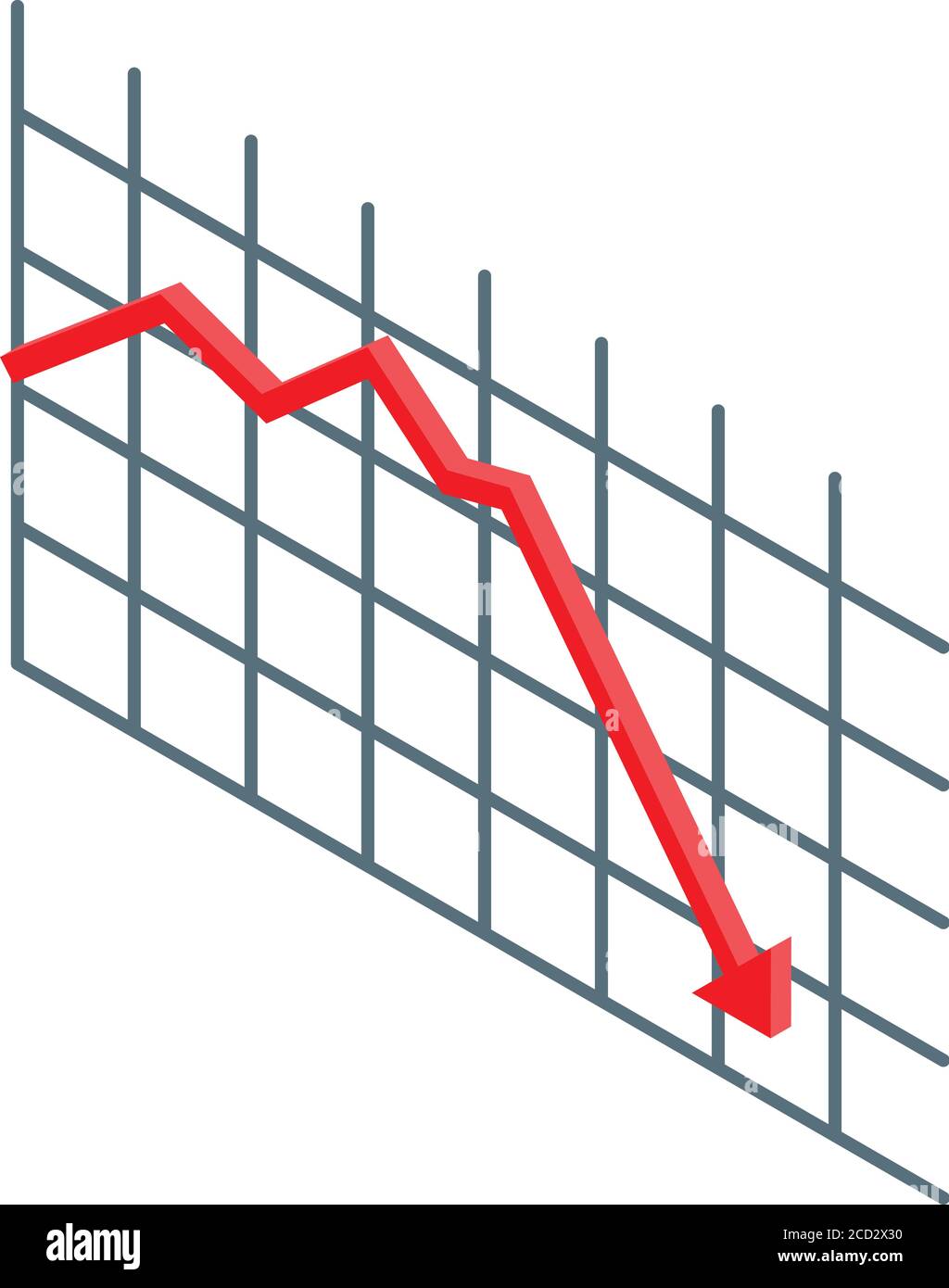 Symbol für niedrigen Graphen ohne Job, isometrischer Stil Stock Vektor