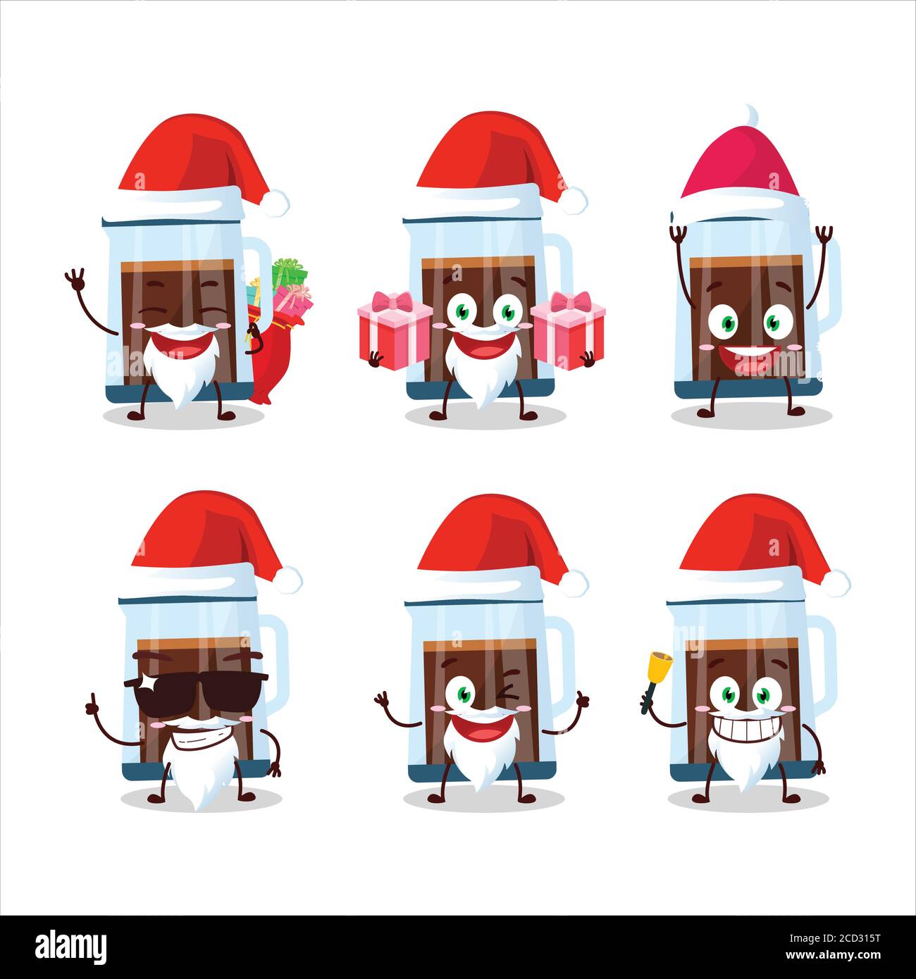 Santa Claus Emoticons mit französisch Presse Cartoon Charakter Stock Vektor