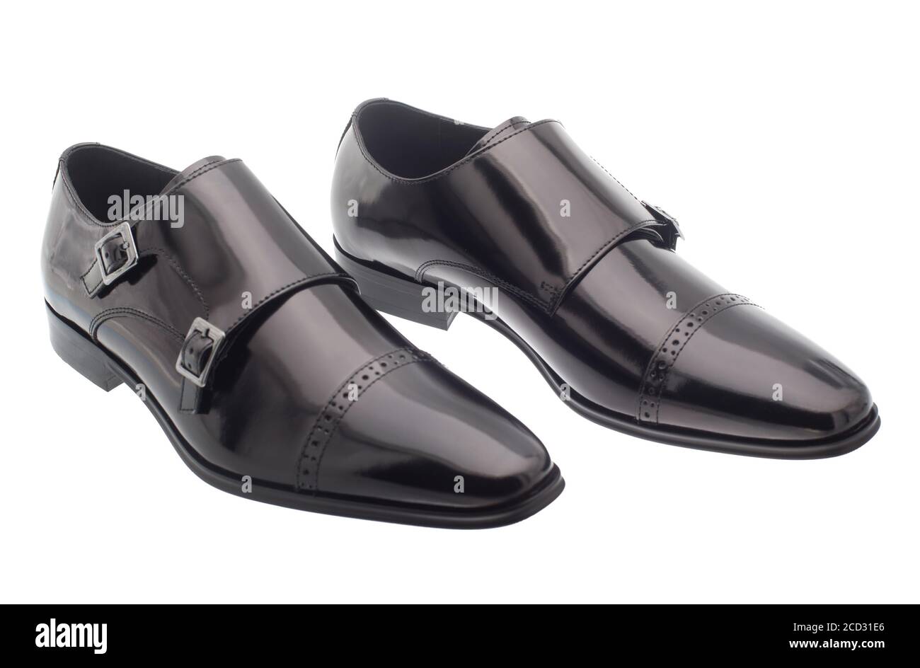 Elegante schwarze Lederschuhe - männliche Schuhe in Mode-Konzept. Stockfoto