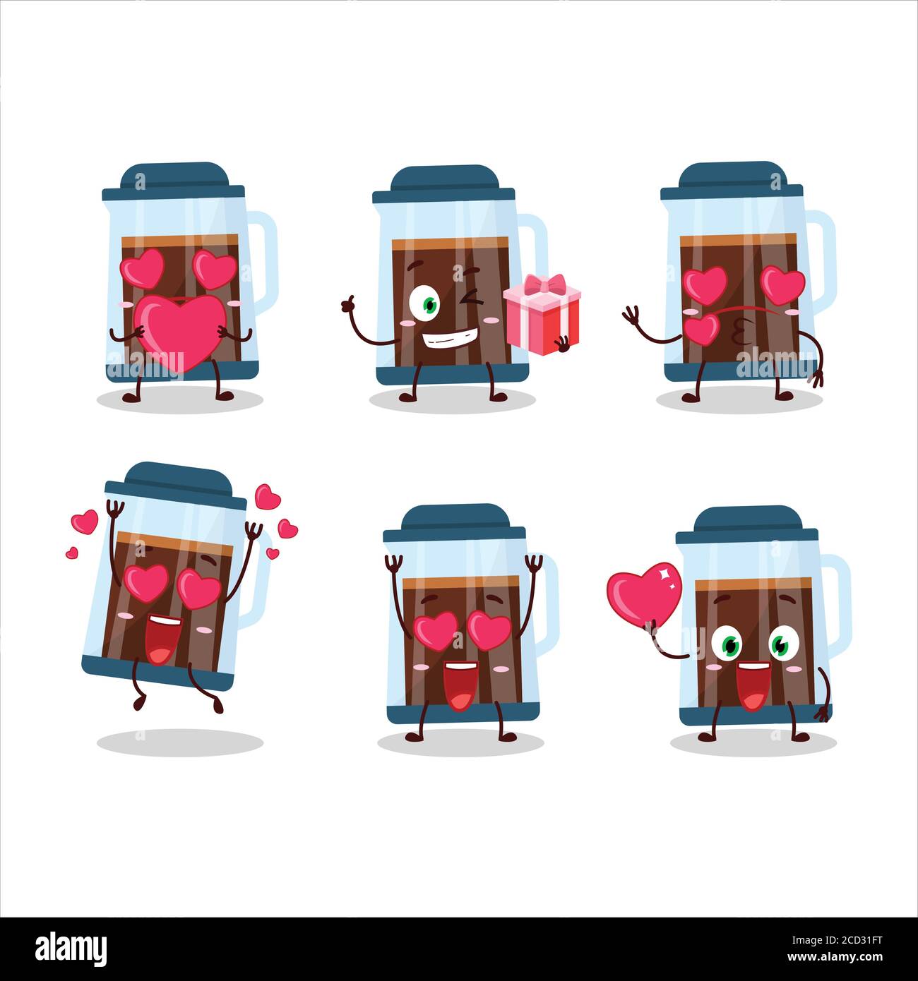 Französisch Presse Cartoon Charakter mit Liebe niedlichen Emoticon Stock Vektor