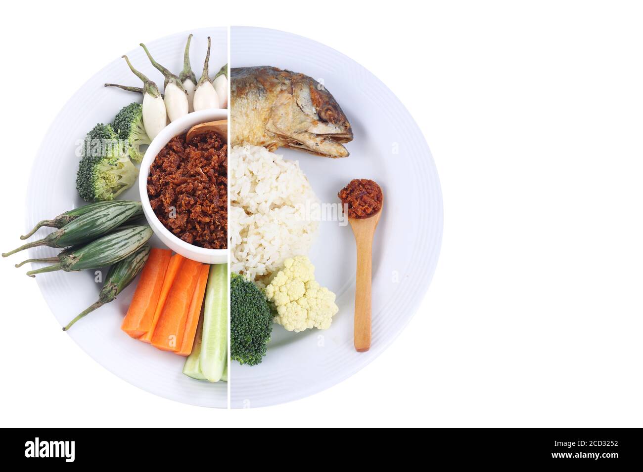 Gesunde Lebensmittel isoliert auf weißem Hintergrund mit Clipping-Pfad Stockfoto