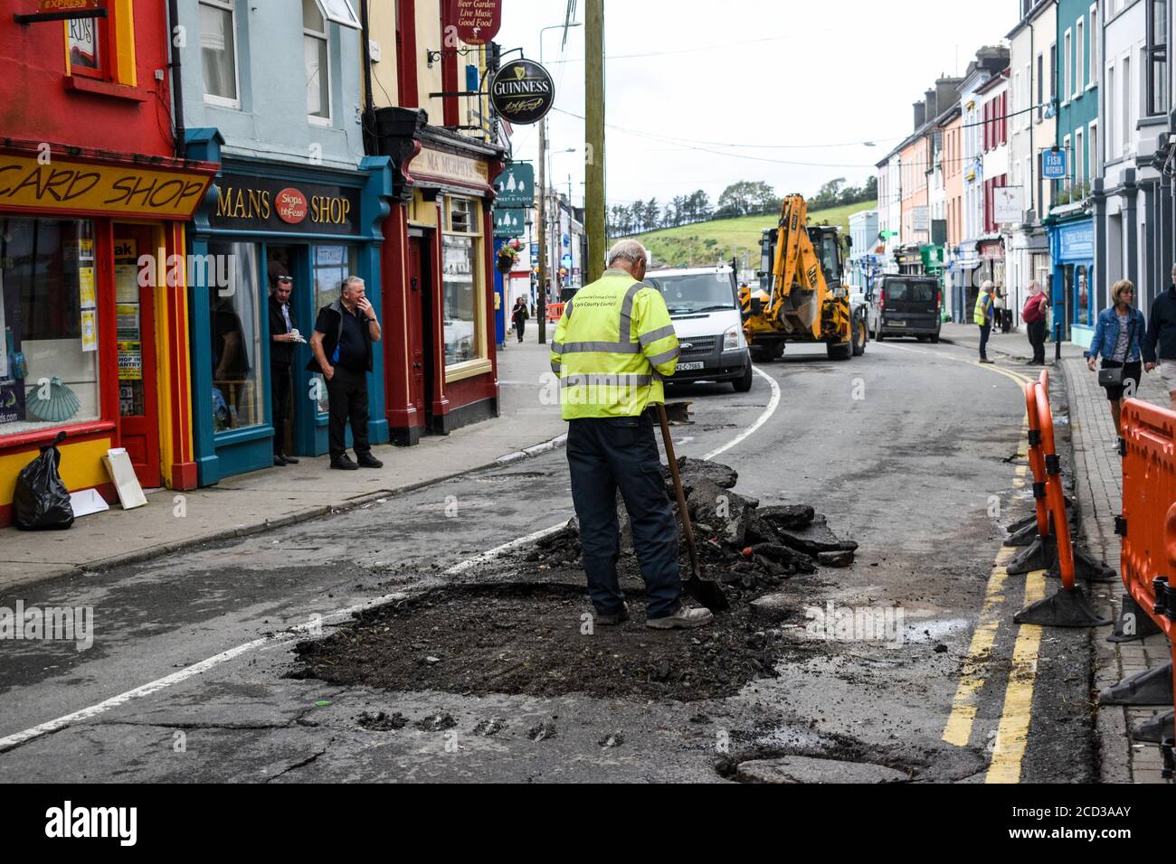 Aufräumen nach Überschwemmungen durch Sturm Francis hinterließ Schäden in Bantry, West Cork, Irland. Stockfoto