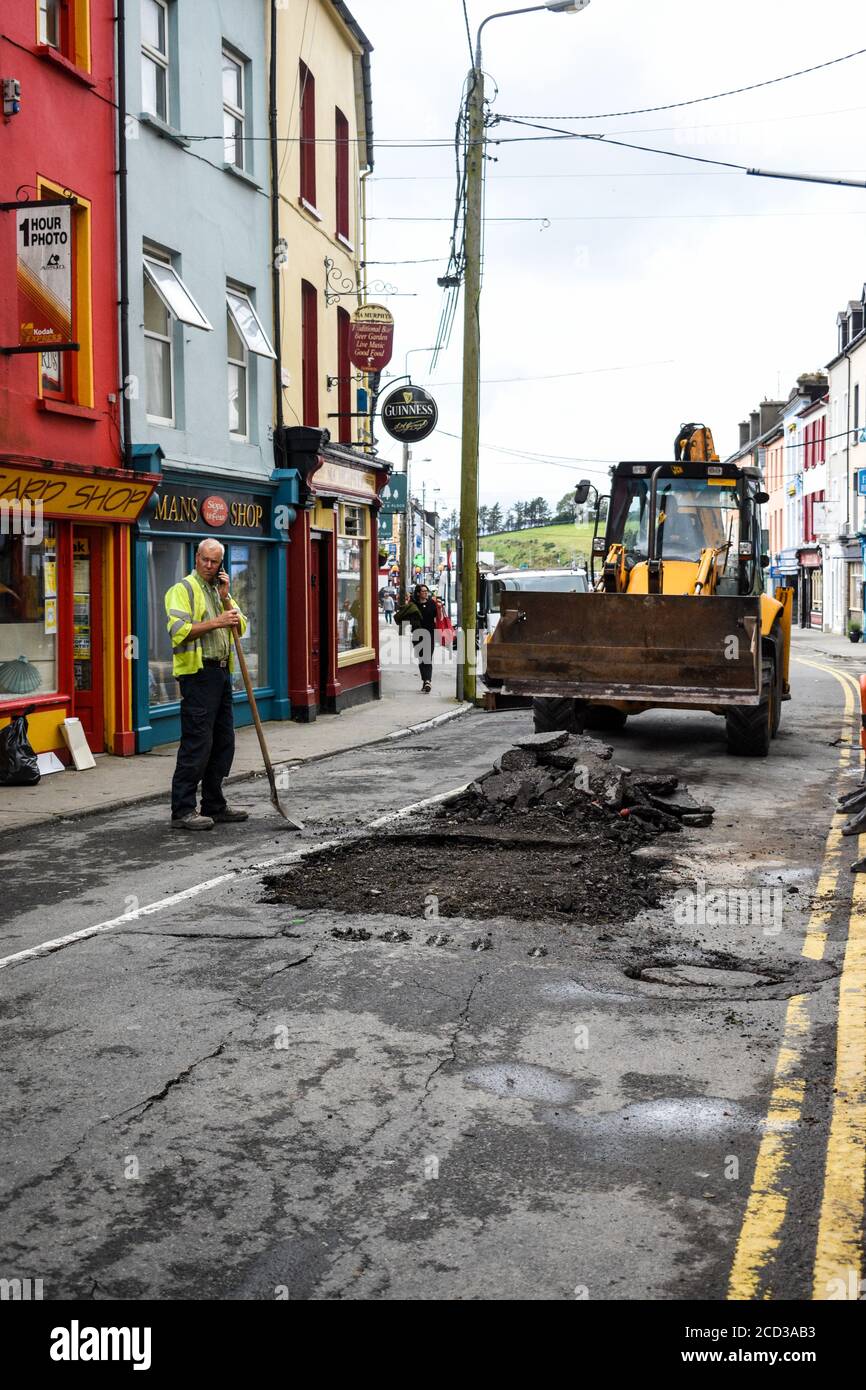 Aufräumen nach Überschwemmungen durch Sturm Francis hinterließ Schäden in Bantry, West Cork, Irland. Stockfoto