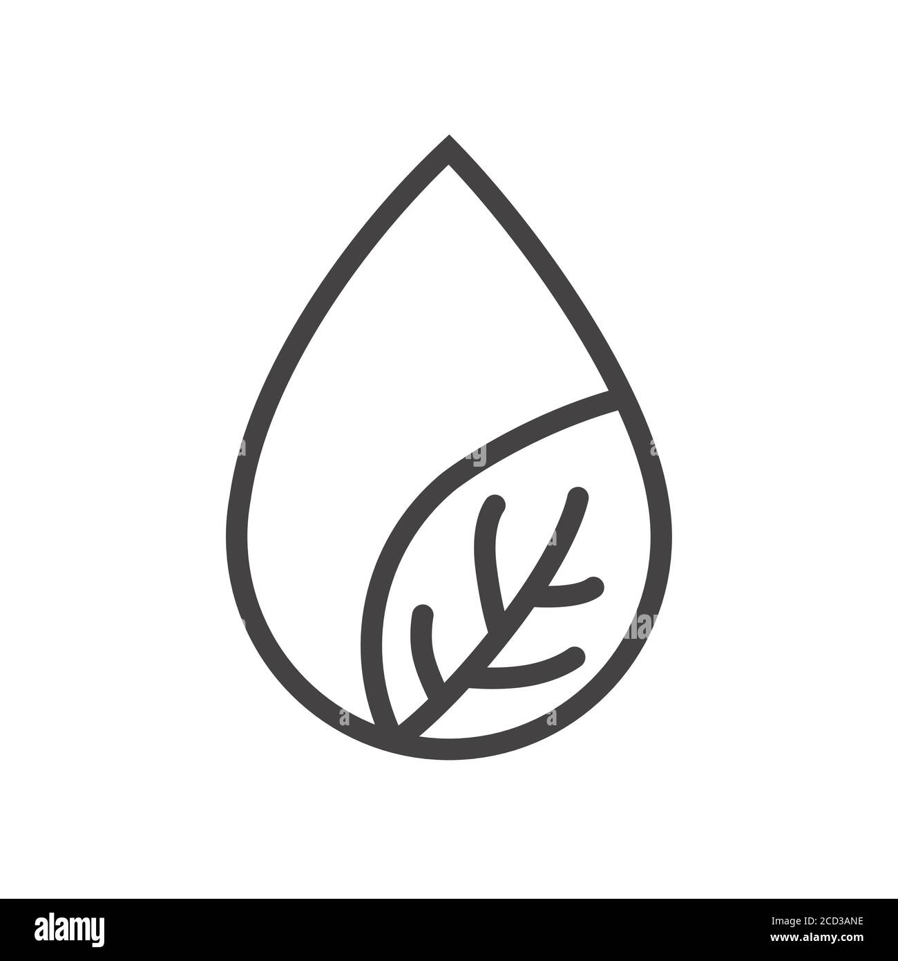 Wassertropfen und Blatt Natur Symbol. Einfaches Umrissvektorsymbol. Lineares Piktogramm isoliert auf Weiß. Stock Vektor