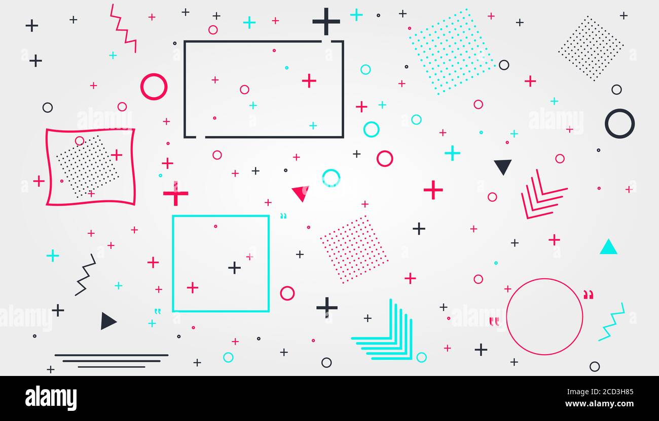 Memphis Karte mit geometrischen Formen. Luxus-Mode-Design - 80-90er. Tik-Tok Stock Vektor