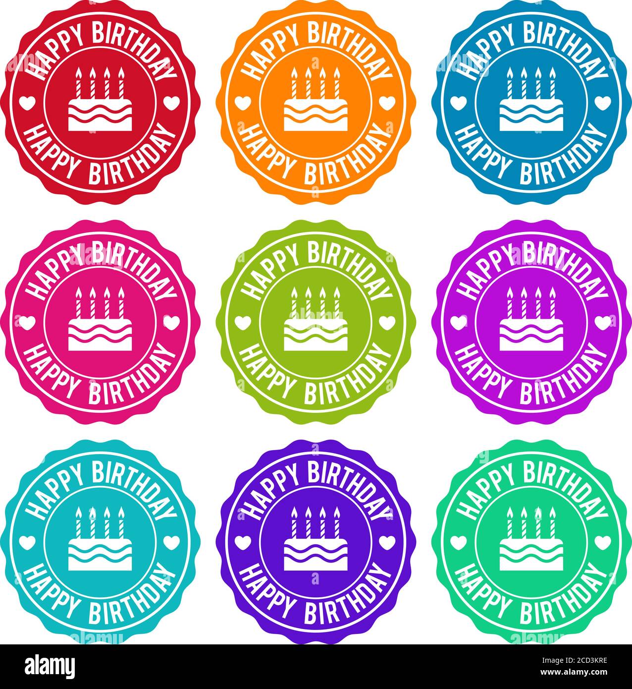 Happy Birthday Label Design Set. Stock Vektor
