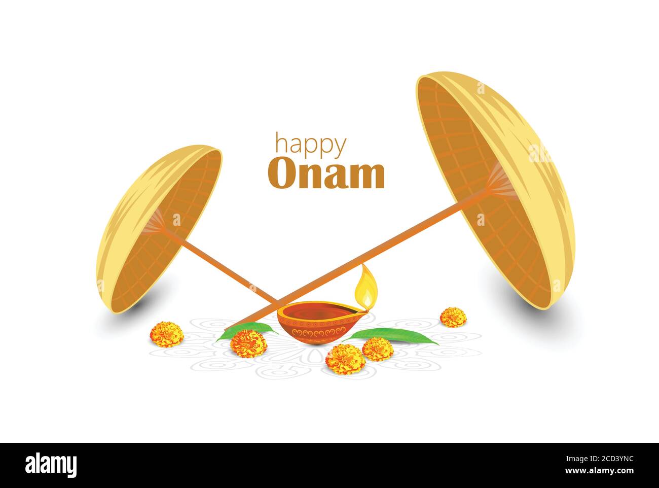 Happy Onam ein sehr berühmtes südindisches Festival von Indien. Kathakali Gesicht Vektor Design ein klassischer Tanz von Kerala Indien Stock Vektor