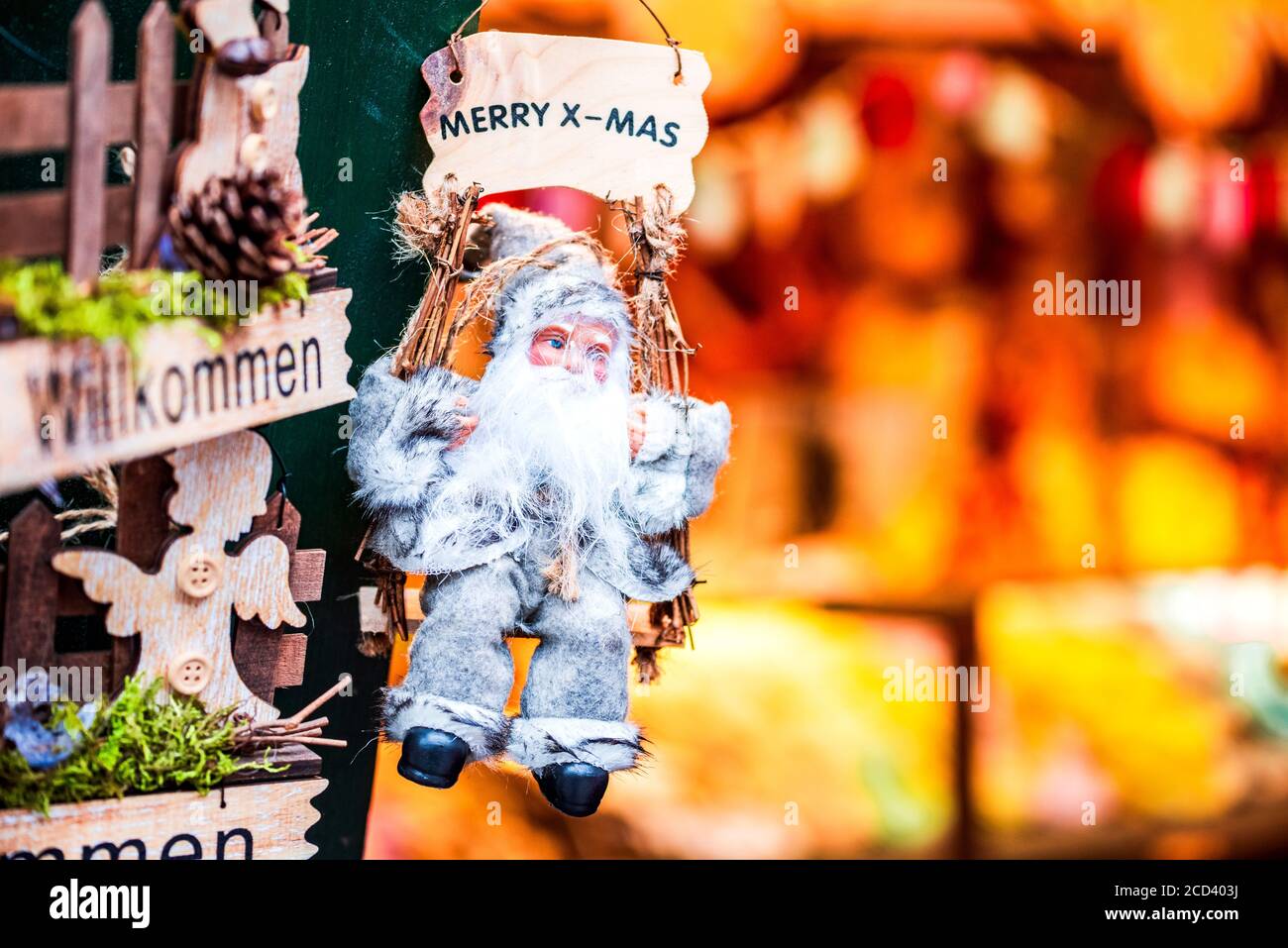 Salzburg, Österreich. Weihnachtsdekoration am Christkindlmarkt Weihnachtsmarkt, Salzburger Advent. Stockfoto