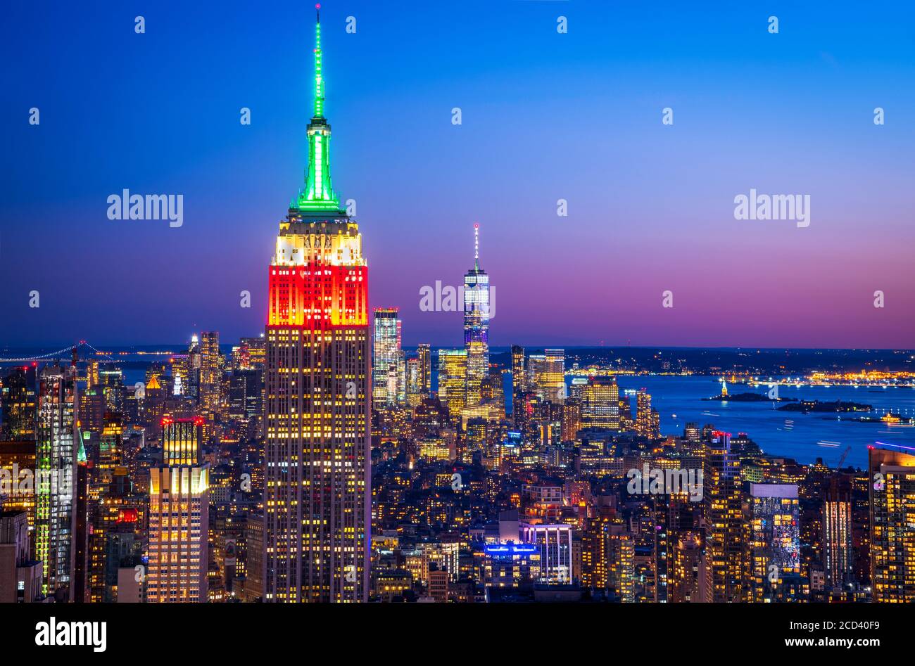 New York City, United States - Skyline von Manhattan bei herrlichem Sonnenuntergang in Amerika. Stockfoto