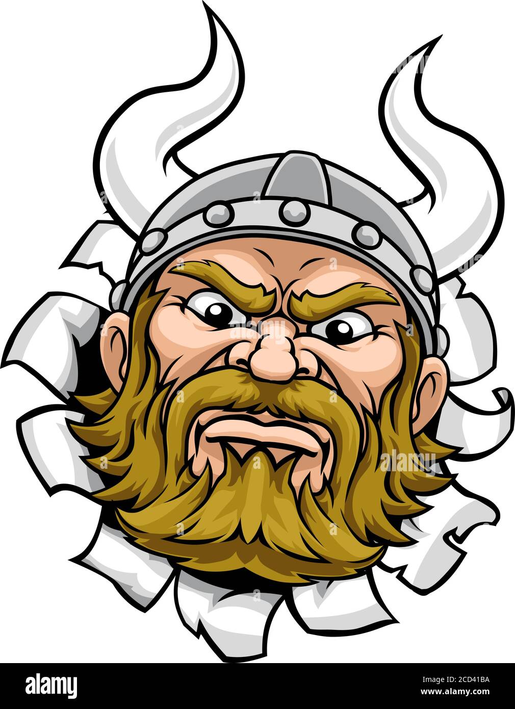 Viking Krieger Barbarian Maskottchen Cartoon Gesicht Stock Vektor
