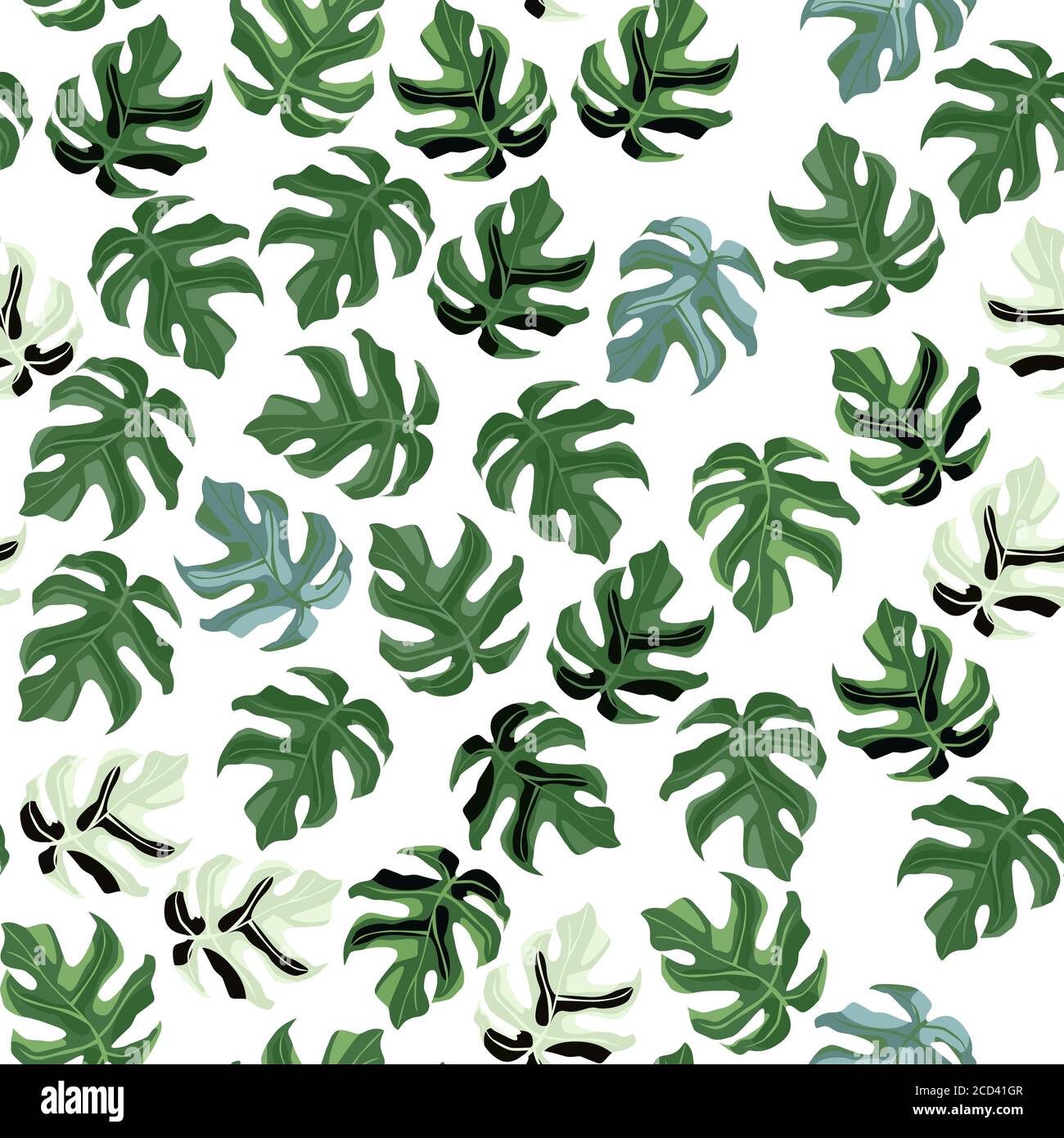 Zufällig isolierte nahtlose Monstera Blattmuster. Kleines grünes  botanisches Ornament auf weißem Hintergrund. Entwickelt für Tapete, Textil,  Geschenkpapier, Stoffdruck. Vektorgrafik Stock-Vektorgrafik - Alamy