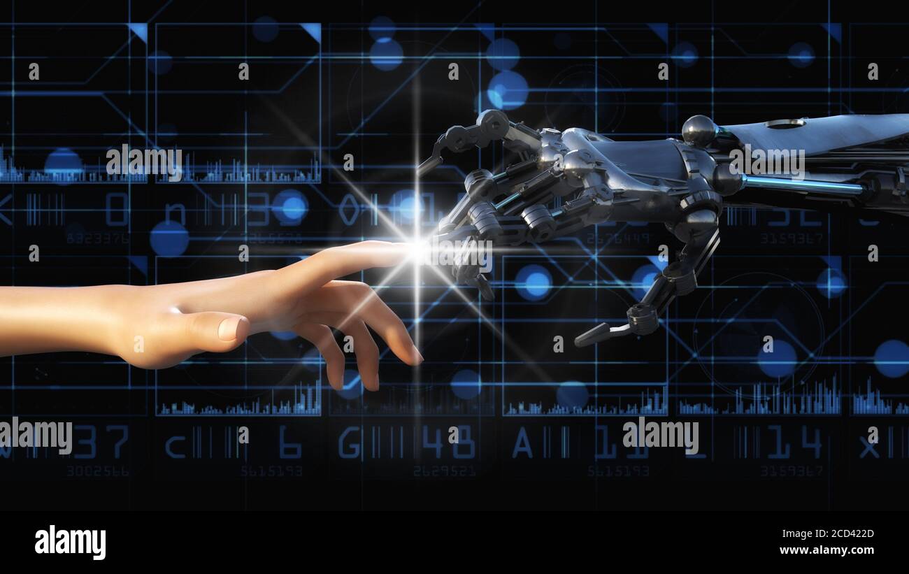 Künstlerische 3D-Illustration von künstlicher Intelligenz Stockfoto