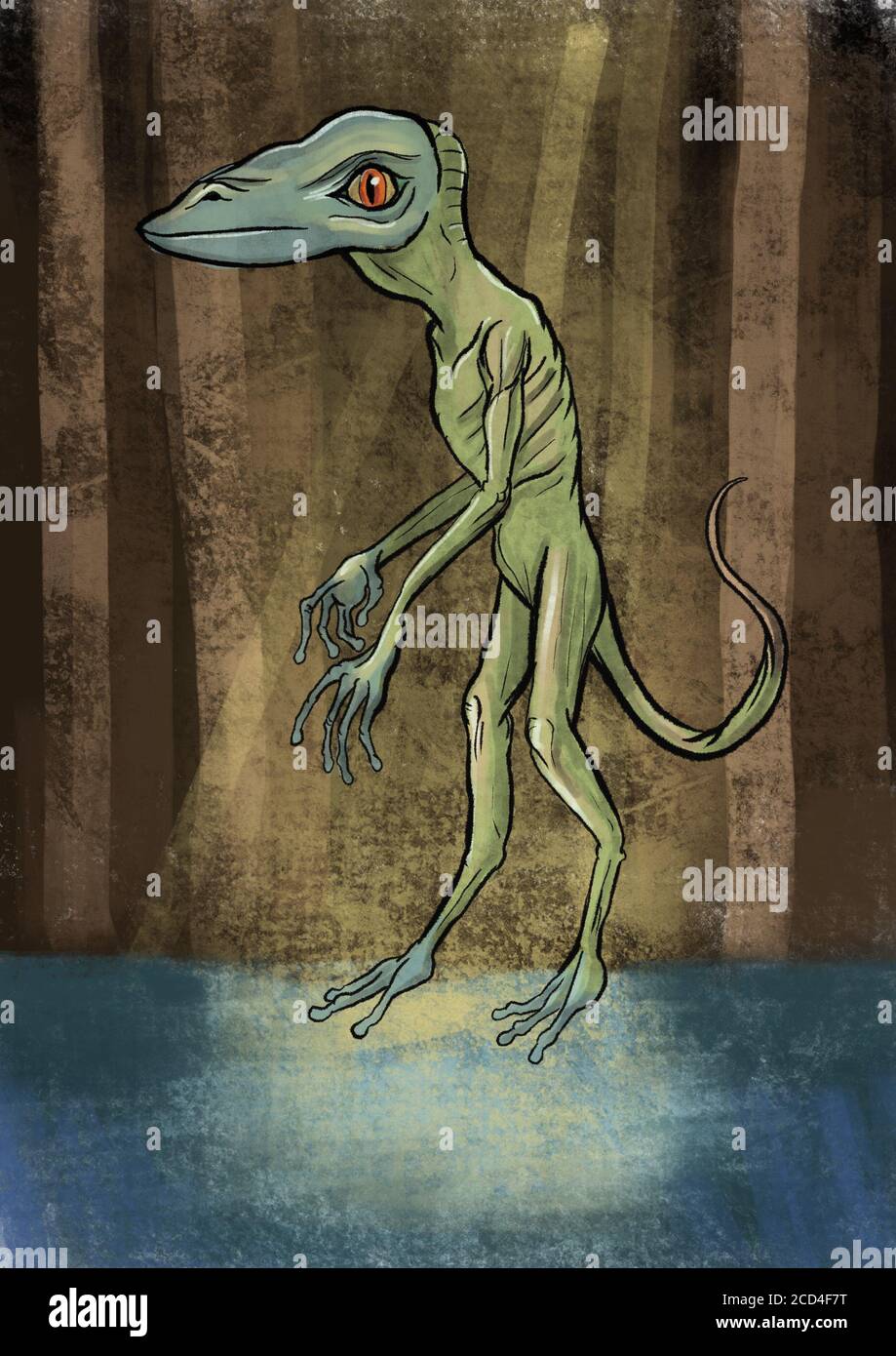 Illustration eines Reptilien-Aliens Stockfoto