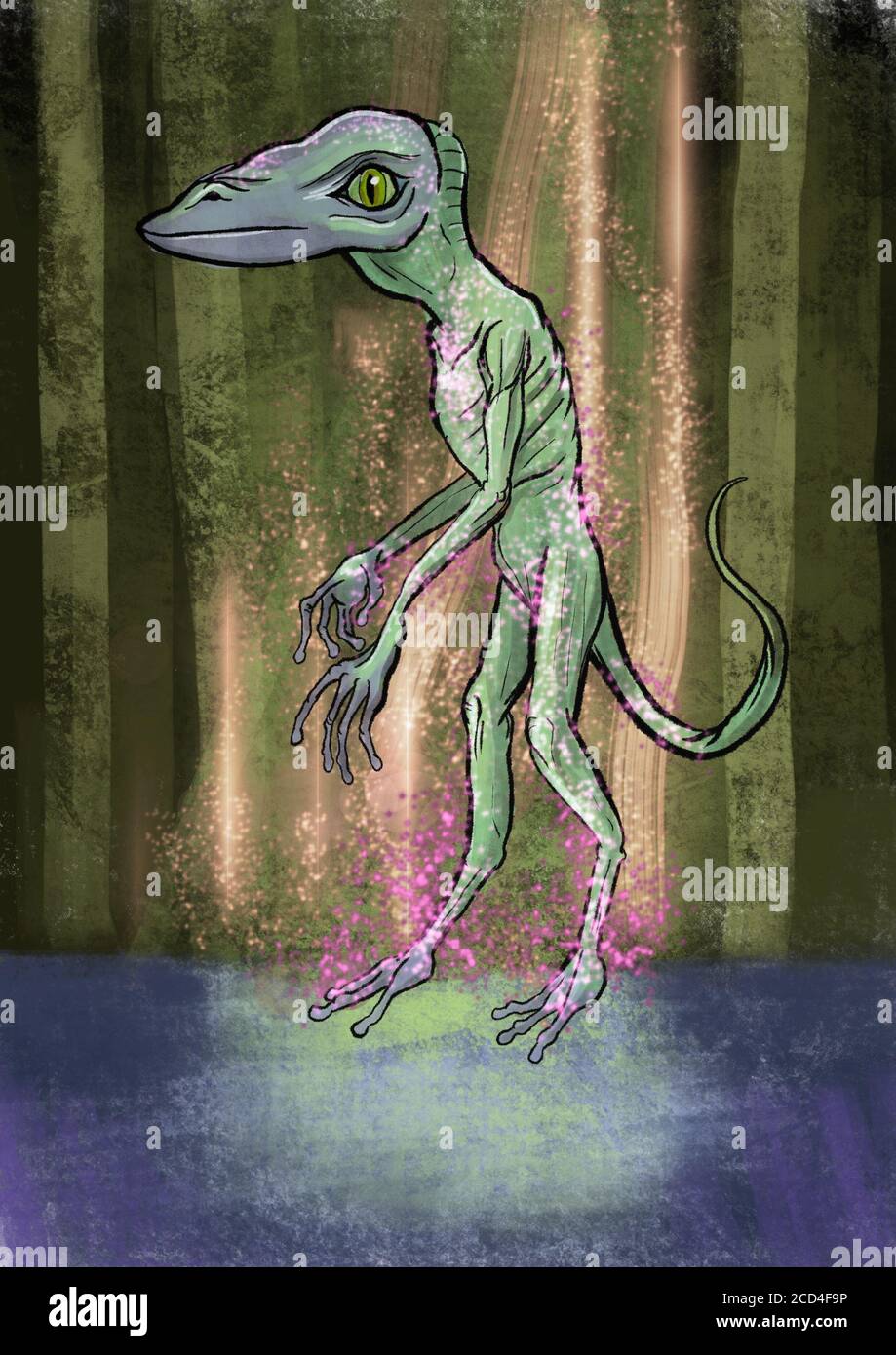 Illustration eines Reptilien-Aliens Stockfoto