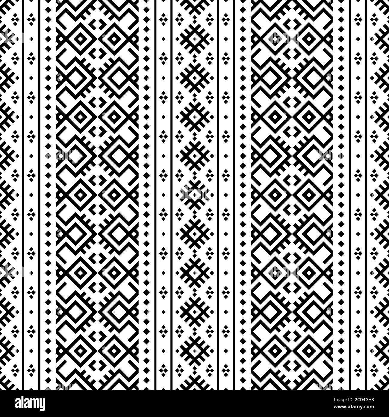 Nahtloses Etnic Muster in schwarz und weiß Farbe. BW Tribal Azteken Muster Stock Vektor