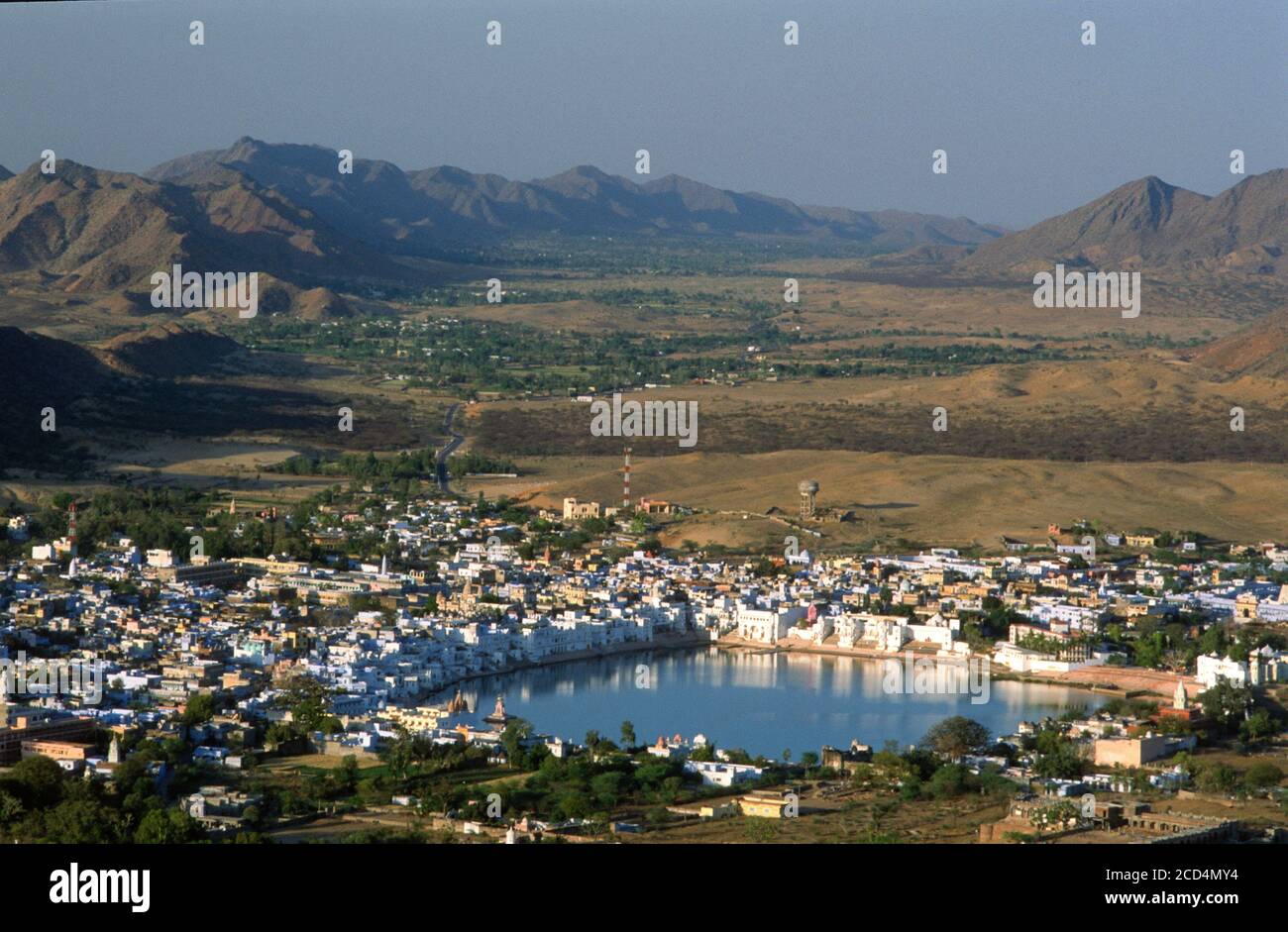 Luftaufnahme von Pushkar, Rajasthan Stockfoto