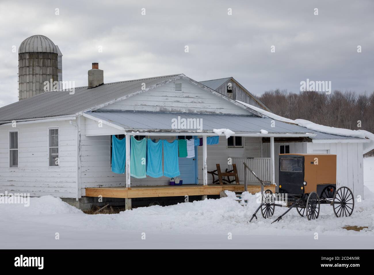 Mohawk Valley, New York State: Montag ist Waschtag für die Amish. Stockfoto