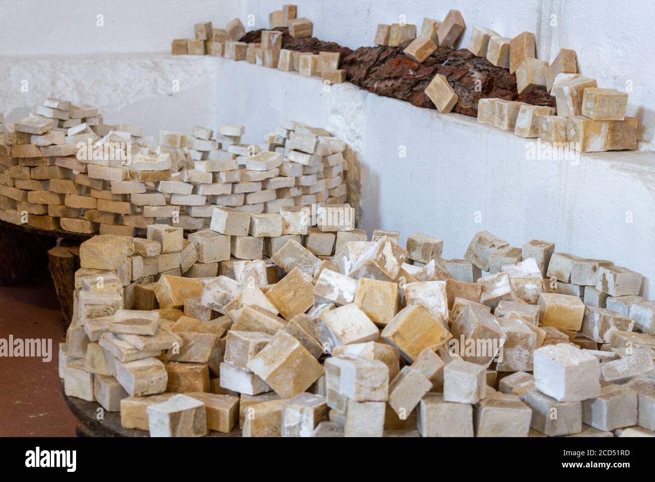 Natürliche Olivenöl Seife, traditionelle Produktion Stockfoto