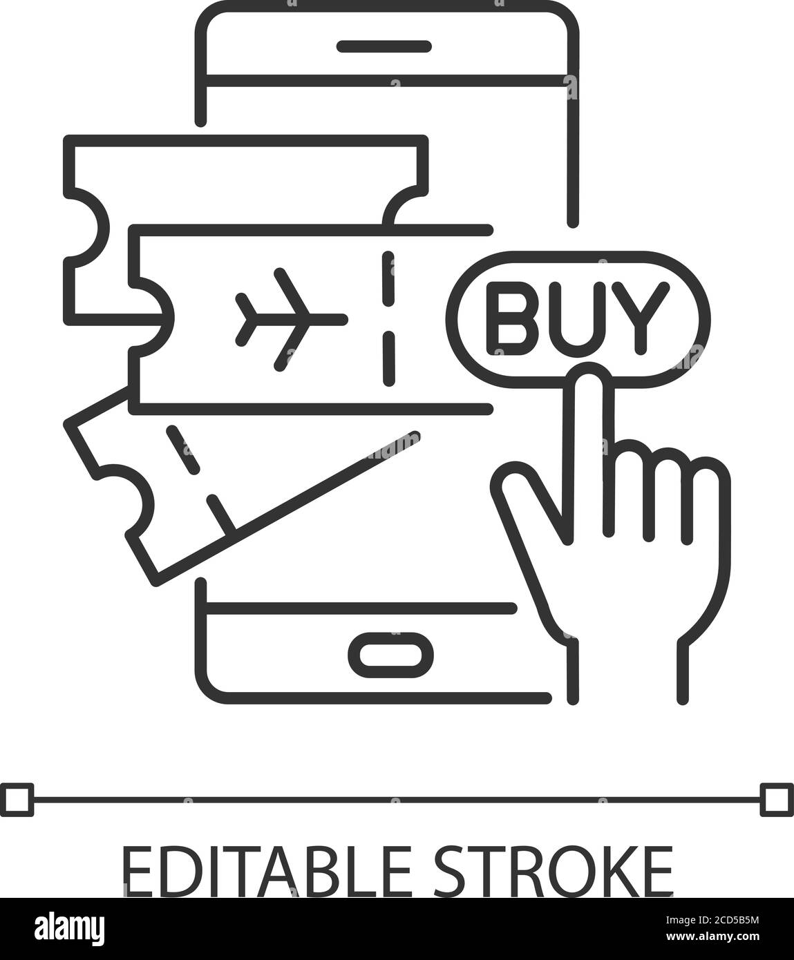 Kaufen von Tickets online lineare Symbol Stock Vektor