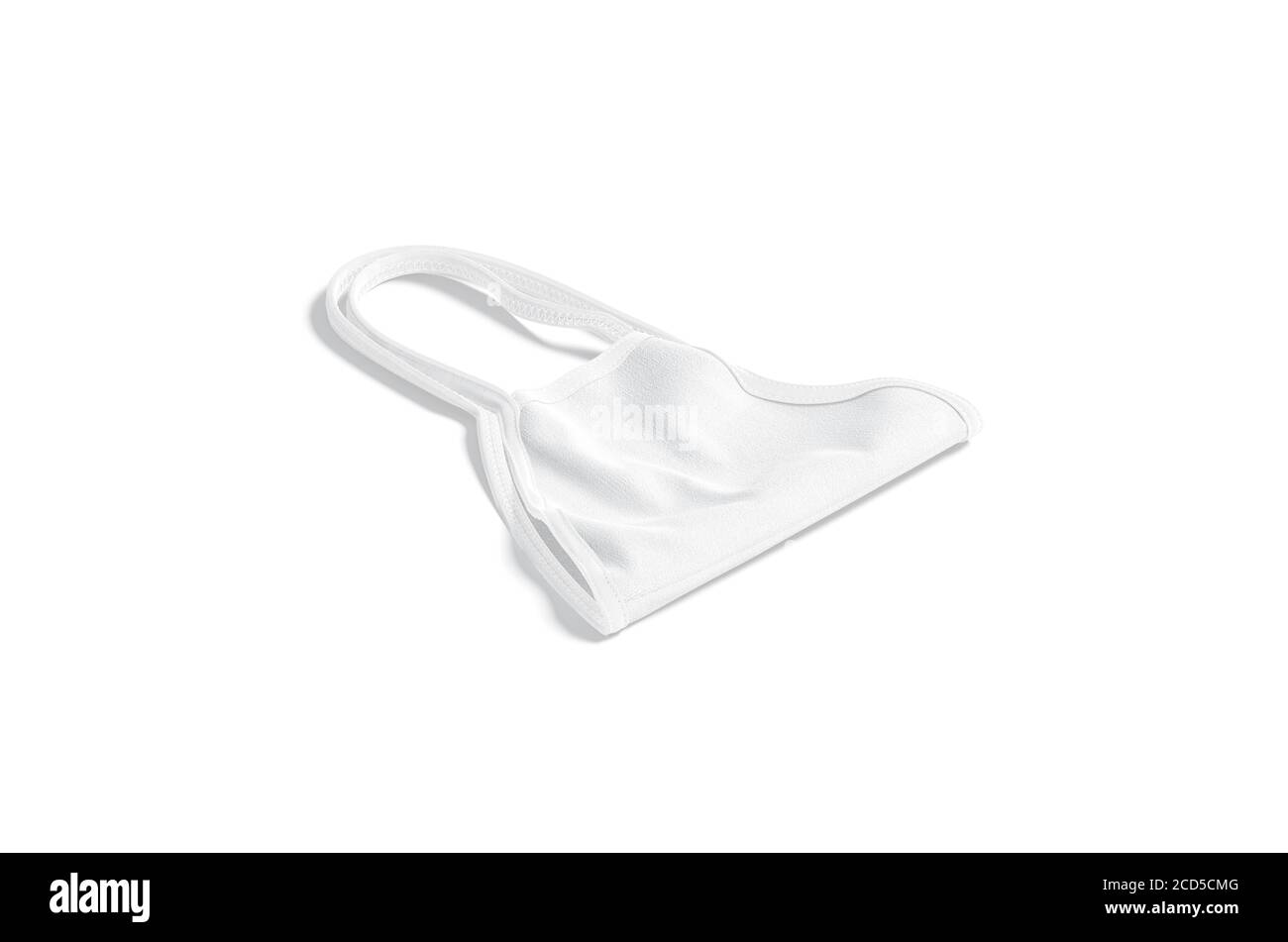 Blank weiß Stoff gefaltet Gesichtsmaske Mockup liegend, Seitenansicht Stockfoto