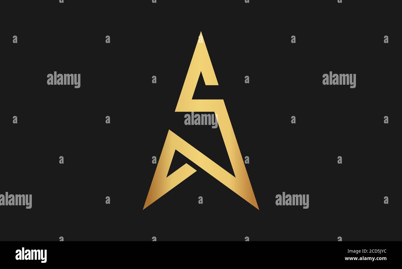 S Brief mit Stern Logo Vorlage Vektor Symbol Illustration Design. Modernes Star-Logo im eleganten Stil mit schwarzem Hintergrund. Stock Vektor