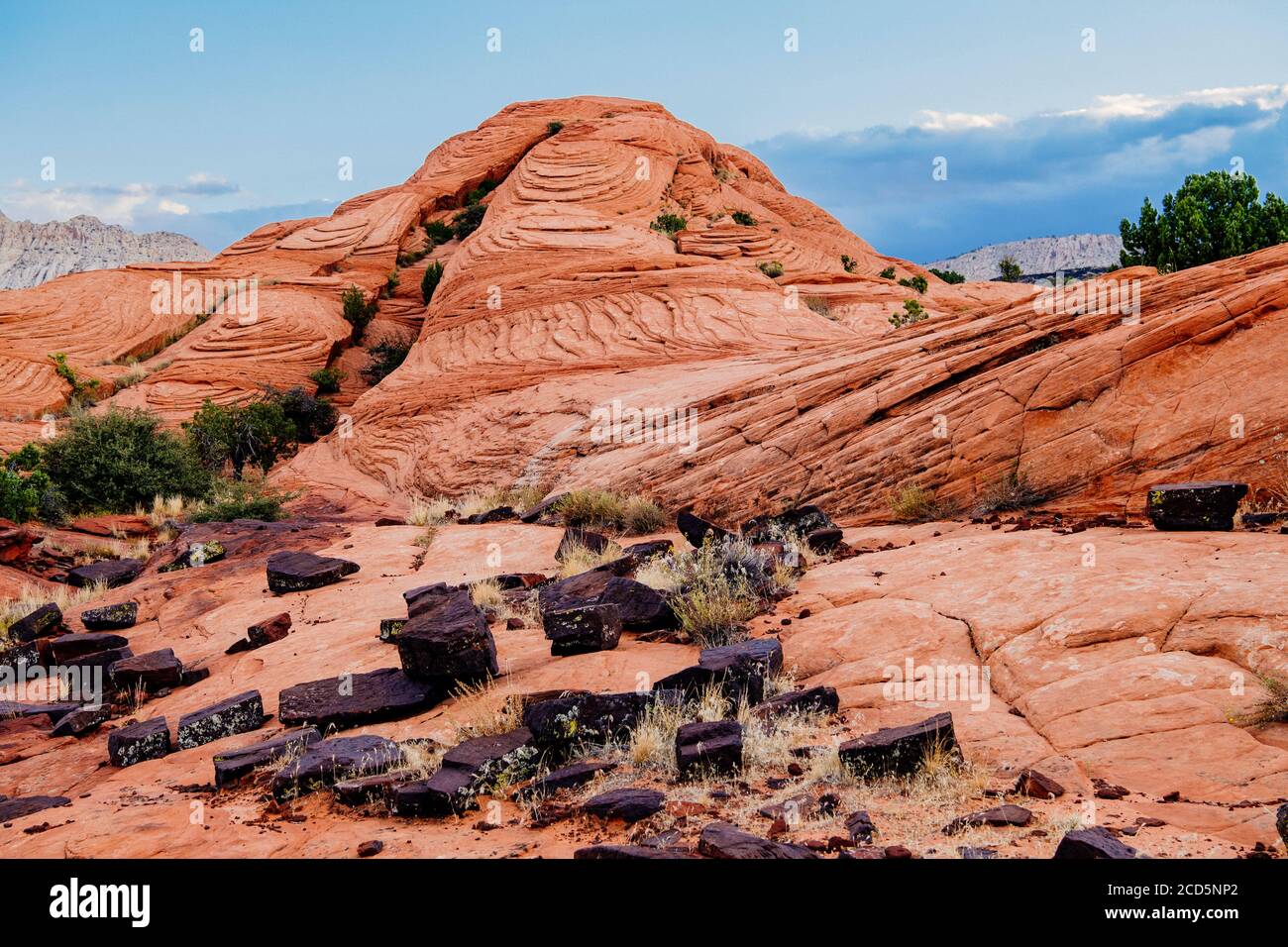 Blick auf die Berge, Snow Canyon State Park, Ivins, Southwestern Washington County, Utah, USA Stockfoto