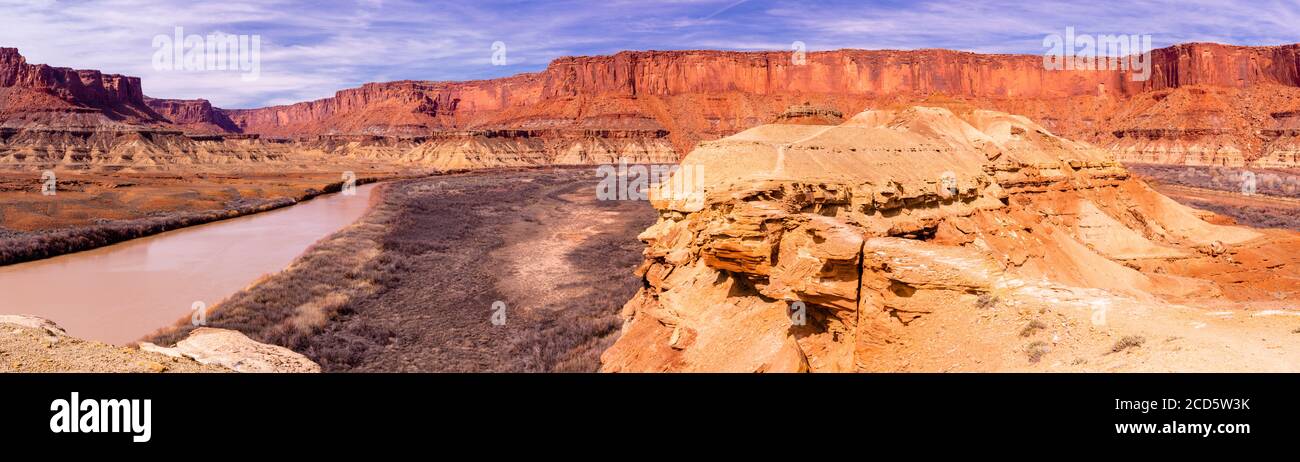 Blick auf Green River, Island in the Sky, Canyonlands National Park, Moab, Utah, USA Stockfoto