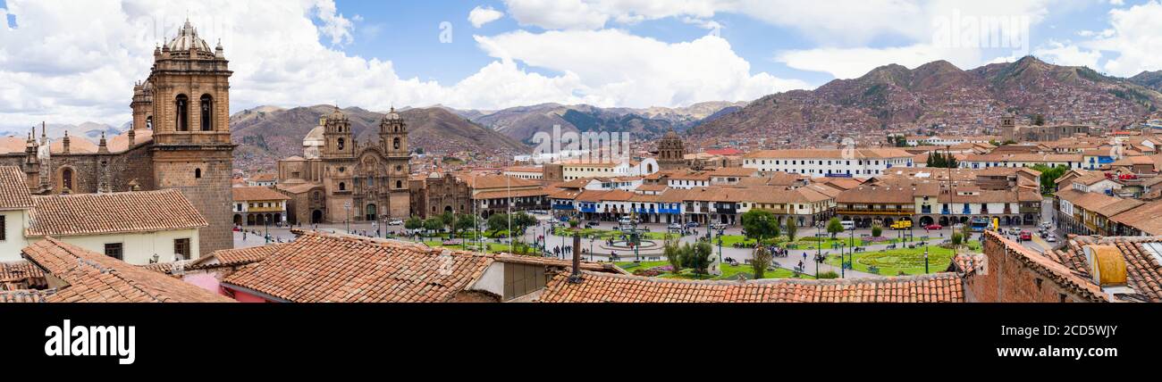 Stadtplatz, Plaza de Armas in Cusco, Peru Stockfoto