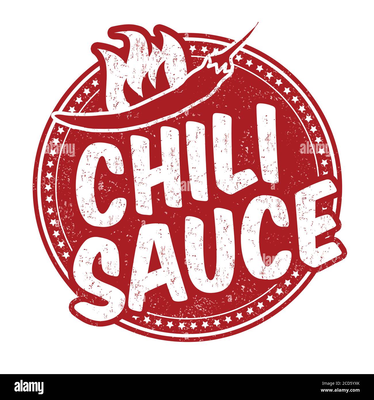 Chilisauce Zeichen oder Stempel auf weißem Hintergrund, Vektor-Illustration Stock Vektor