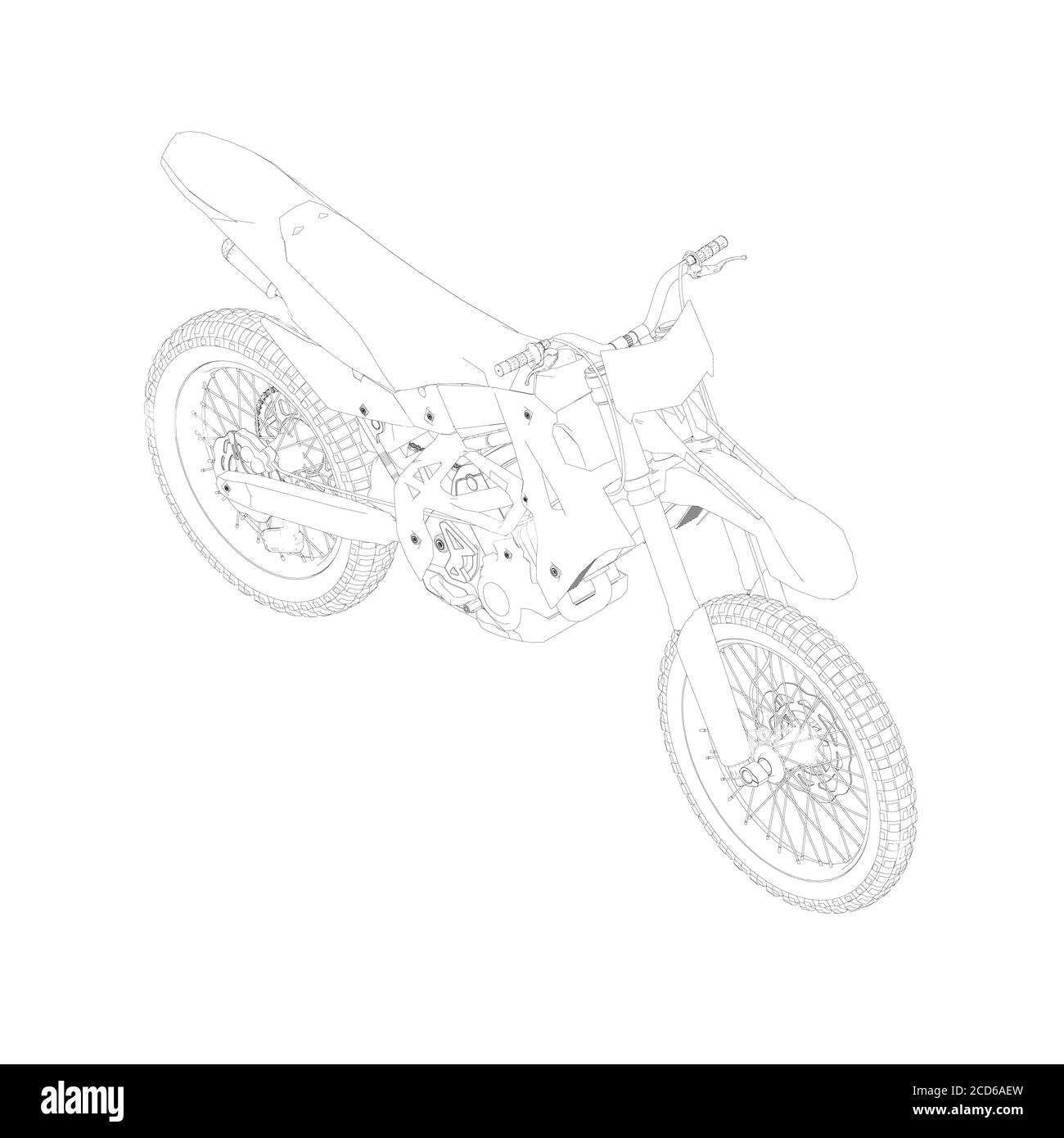 Kontur eines Sportmotorrads aus schwarzen Linien auf weißem Hintergrund. Isometrische Ansicht. Vektorgrafik Stock Vektor