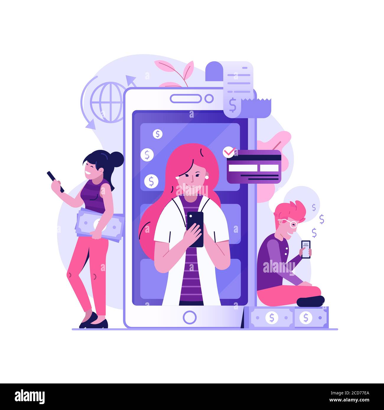 Mobile Shopping Discount Programm Konzept in Flat Stock Vektor