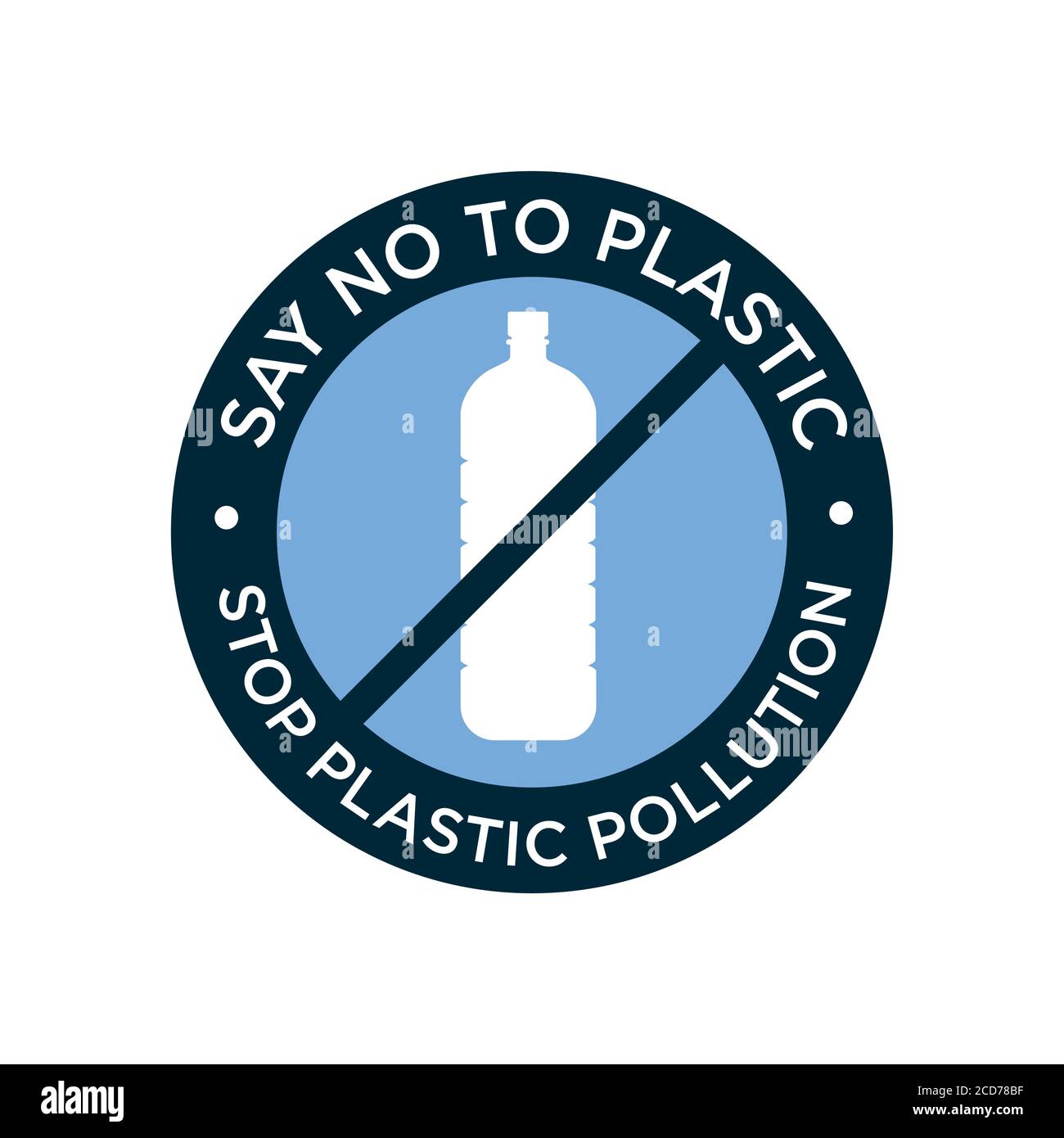 Sagen Sie Nein zum Plastiksymbol. Verhindern Sie die Verschmutzung durch Plastik. Vektorsymbol. Stock Vektor