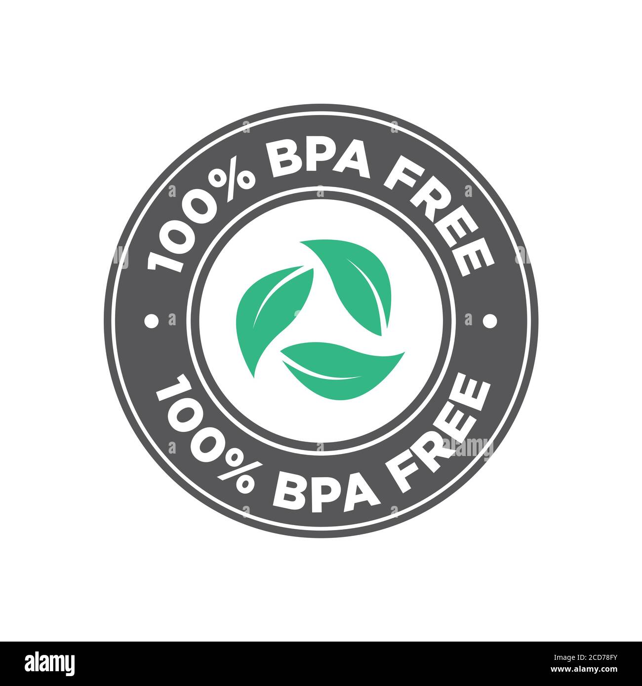 100 % BPA-freies Symbol. Rundes grünes und schwarzes Symbol. Stock Vektor