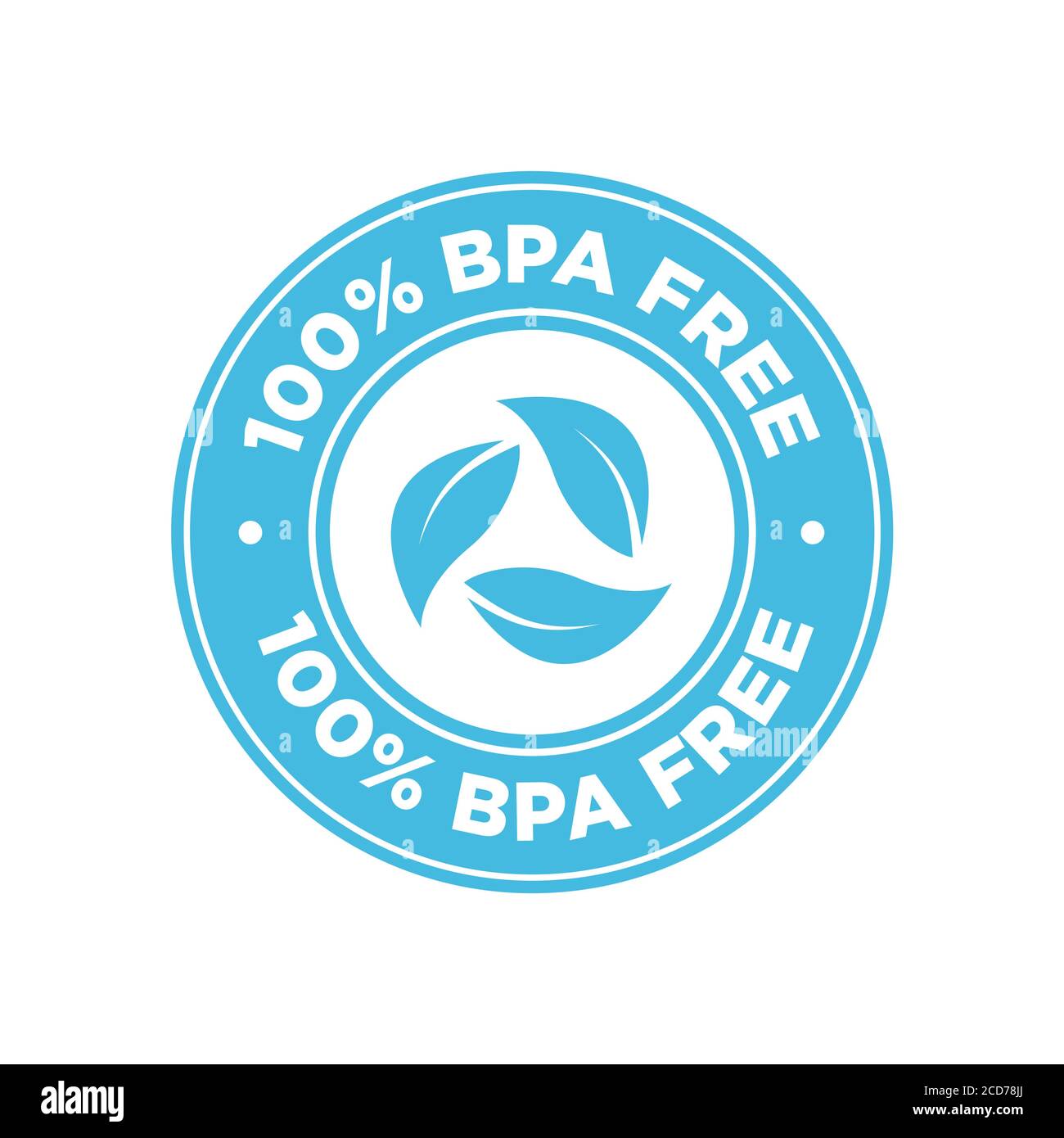 100 % BPA-freies Symbol. Rundes blaues Symbol. Stock Vektor