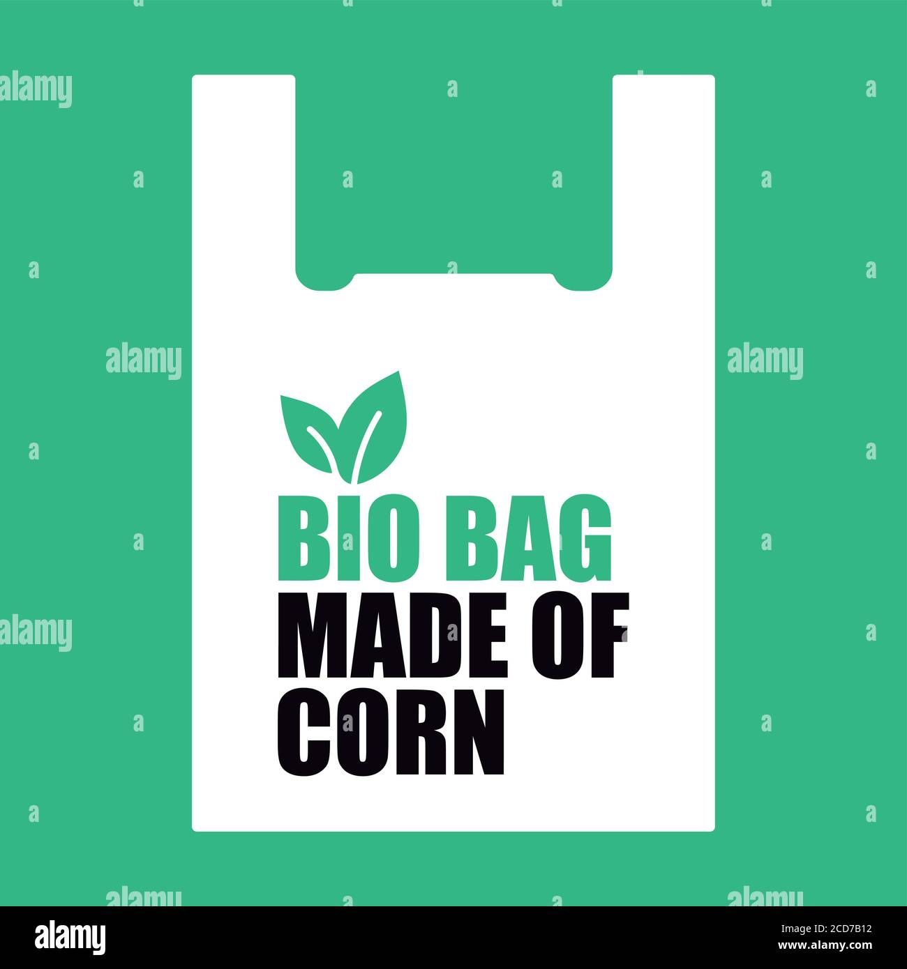 Bio-Beutel aus Mais. Design für Bio-Tasche. 100% biologisch abbaubar und kompostierbar. Kunststoff frei. Stock Vektor