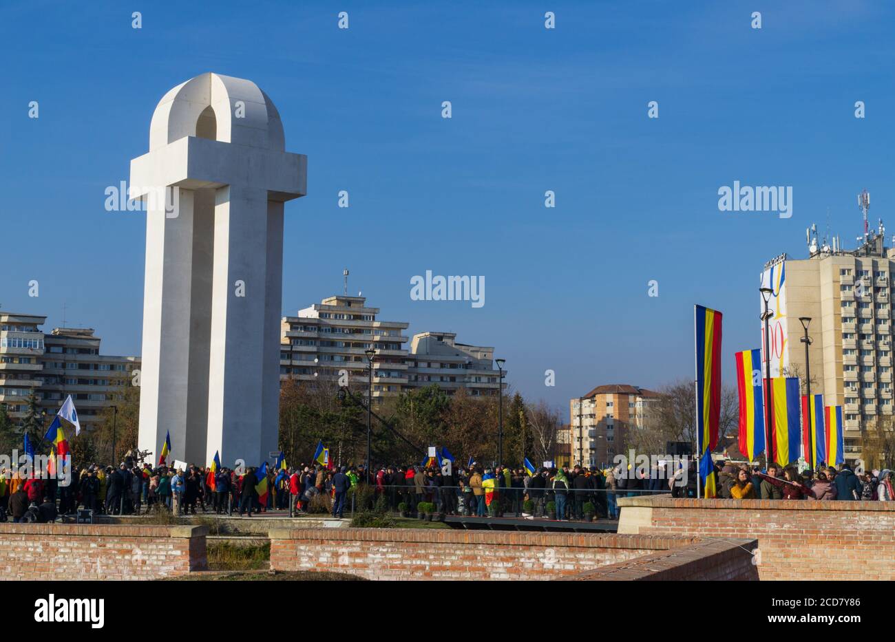 Alba Iulia, Rumänien - 01.12.2018: Einigungsdenkmal am Nationalfeiertag Stockfoto