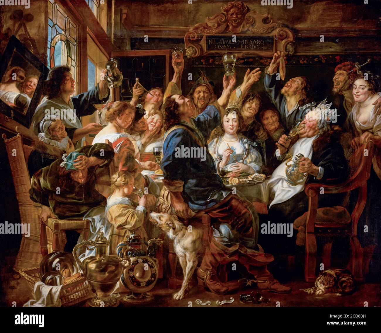 Das Fest der Bohne König, Gemälde von Jacob Jordaens, 1640-1645 Stockfoto