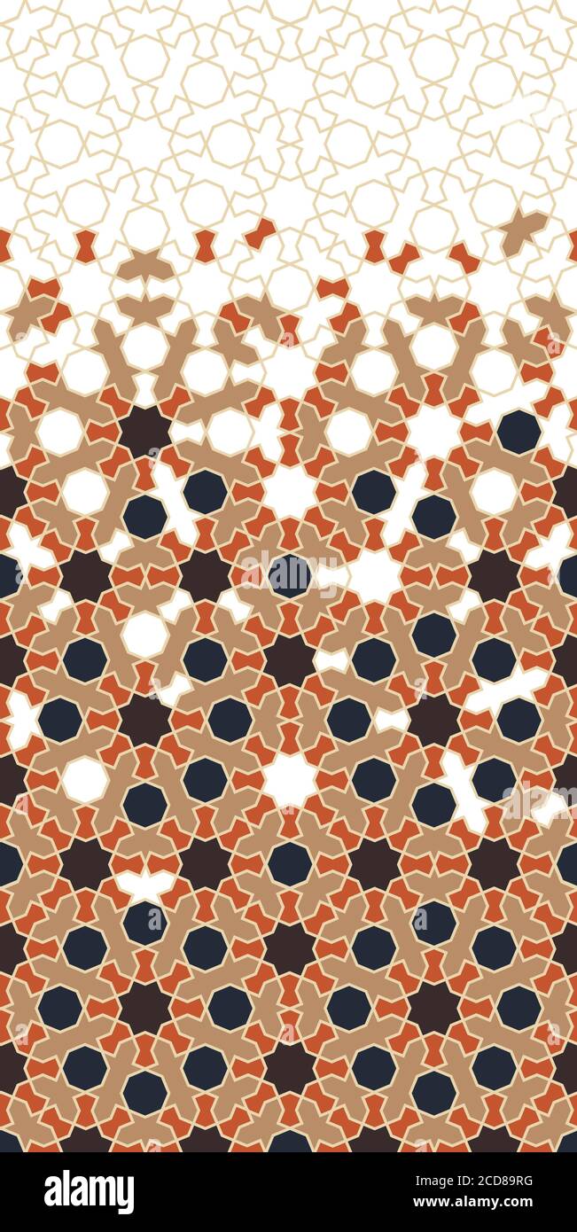 Arabesque Vektor nahtlose Grenze, Muster. Geometrische Arabeske Exture mit farbigen Fliesen Zerfall Stock Vektor
