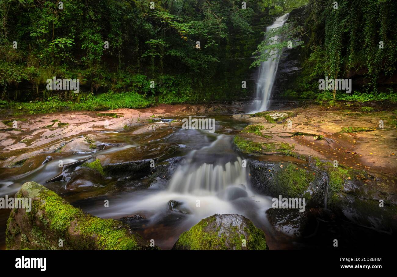 Blaen y Glyn Wasserfälle Stockfoto