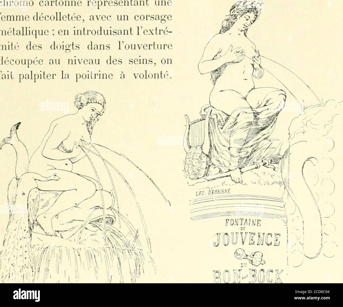 . Les seins dans l'histoire . et des cannes à sur-pries, représentant des nourrices (Abb. IG). Les premières fonc-tionnent à laide dune poire en caoutchouc, dissimulée sous lesvêtements et reliée, par un tube flexible, à lépingle remplie deliquide ; le mécanisme des cannes « Remplaçantes » est plus com-pliqué. En appuyant sur un bouton A, soudé à une Plaque demétal mobile, celle-CI communique la pression à la paroi dun tube FAITS I,K(; i-:xi)Ai[U:s i-vr historiques 37 en caoutchouc D, contenant le liquide qui séchappe au dehors,en passant par un tube oumétallideux à, extes Stockfoto