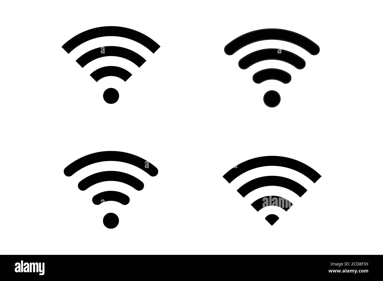 Wireless- und WiFi-Symbol. Wi-Fi-Signal-Symbol. Internetverbindung. Remote-Internet-Zugang Sammlung - Stock Vektor. Stock Vektor