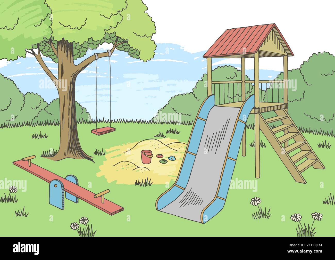 Rutsche Spielplatz Stock Vektorgrafiken Kaufen Alamy