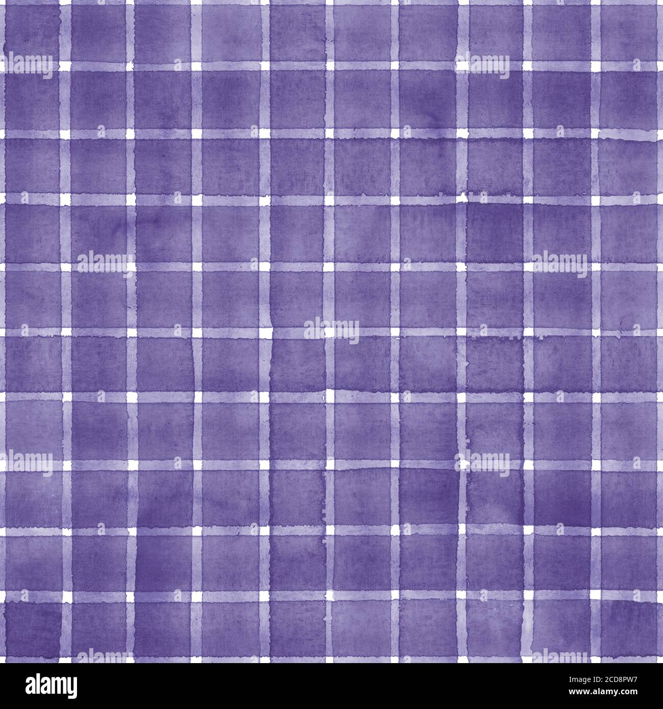 Aquarell gestreift Karo Nahtloses Muster. Lila Streifen auf weißem Hintergrund. Aquarell handgezeichnet gestreifte Textur. Druck für Stoffdesign, Textil, Stockfoto