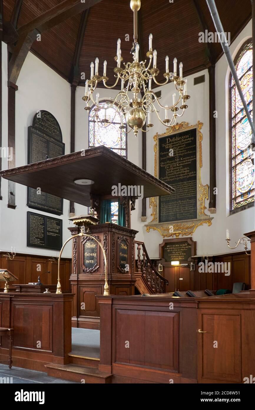 Niederlande, Südholland, Rotterdam, Delfshaven, Innere der Kirche Stockfoto