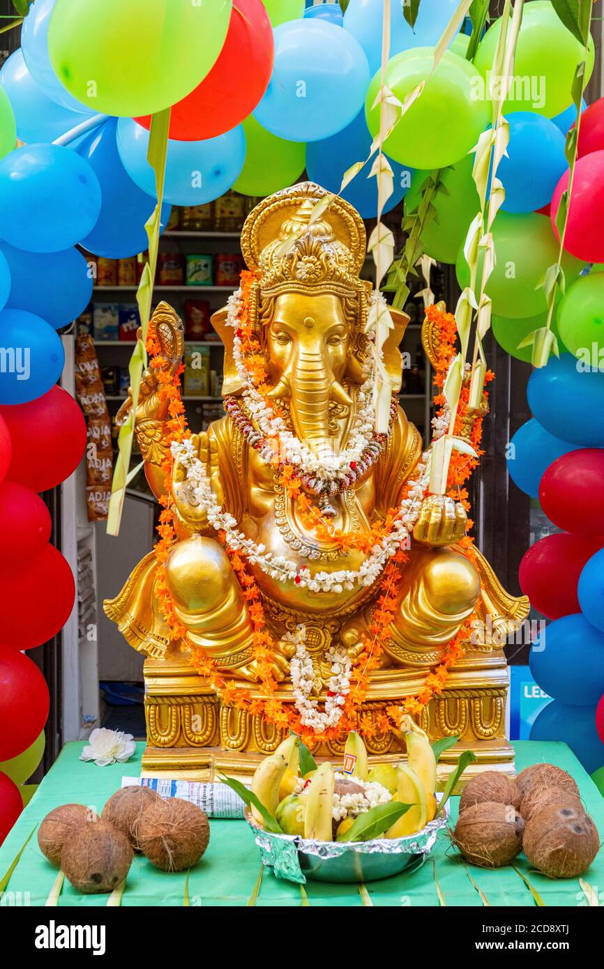 Frankreich, Paris, Ganesh Tempel von Paris Sri Manicka Vinayakar Alayam, das Fest des Gottes Ganesh Stockfoto