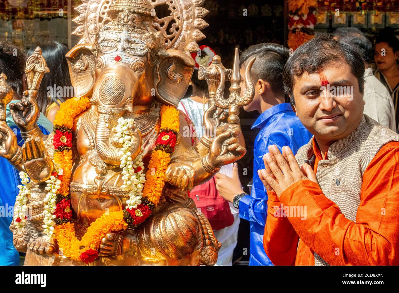 Frankreich, Paris, Ganesh Tempel von Paris Sri Manicka Vinayakar Alayam, das Fest des Gottes Ganesh Stockfoto