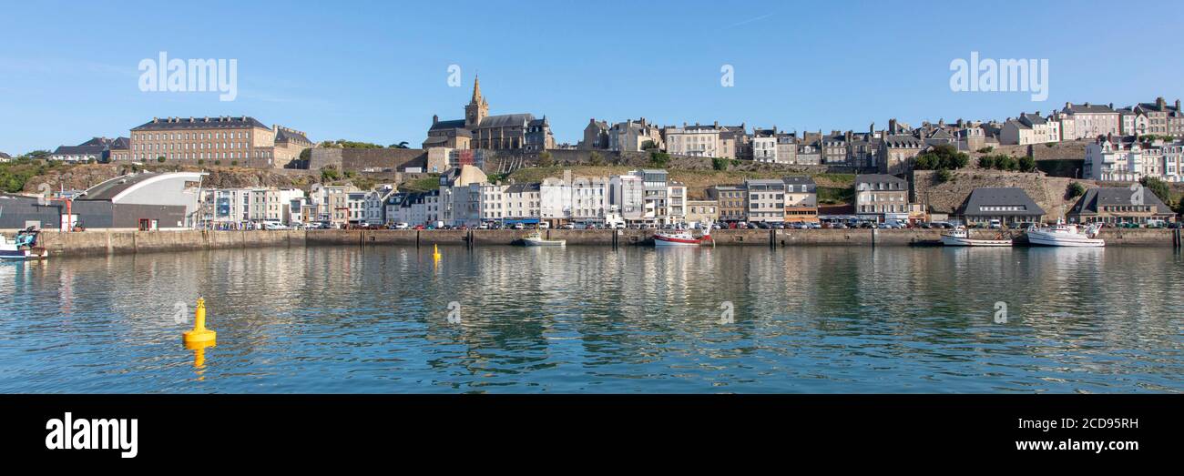 Frankreich, Manche, Cotentin, Granville, der Oberen Stadt, erbaut auf einem felsigen Landzunge auf der östlichsten Punkt der Mont Saint Michel Bucht, den Hafen und die Kathedrale Notre Dame du Lude Stockfoto