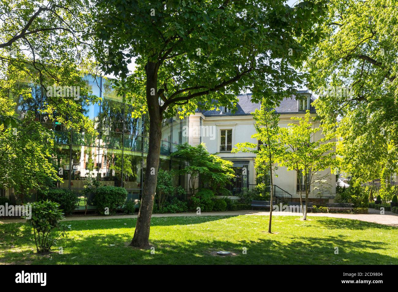 Frankreich, seine Saint Denis, Le Raincy, Park Medienbibliothek, Garten Lenotre Stockfoto