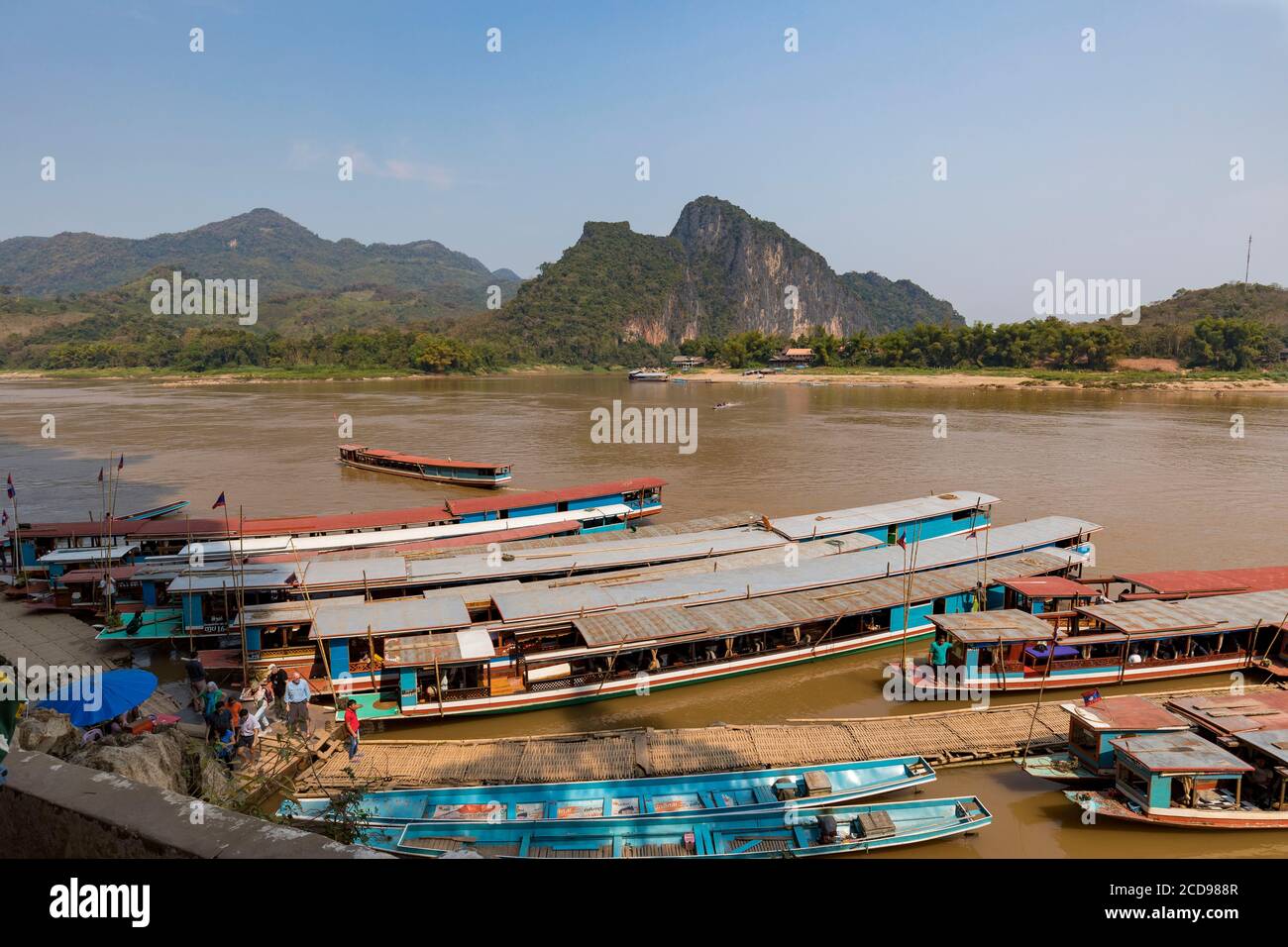 Laos, Luang Prabang Provinz, Zusammenfluss Mekong Fluss und Nam Ou Fluss, mit Blick auf Pak Ou Höhle Stockfoto